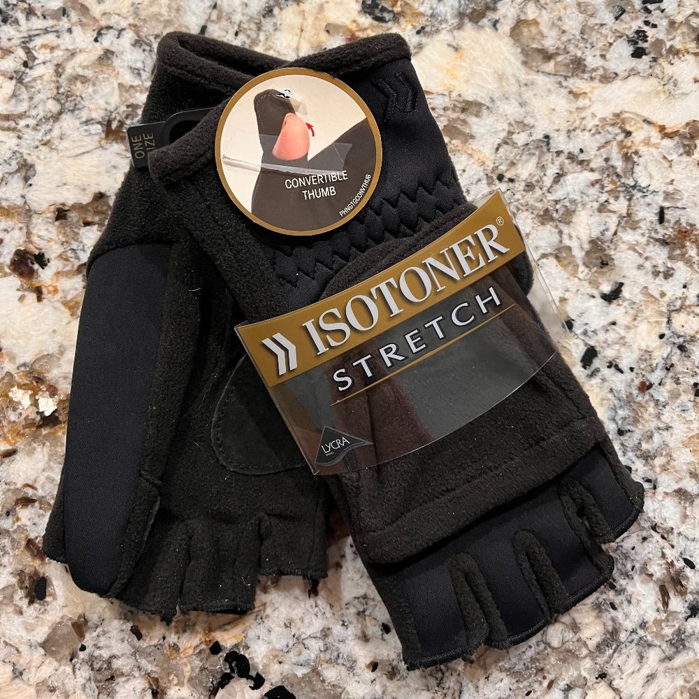 Isotoner Fingerless Flip Top Women's Gloves For Texting, Mitten Cover,  S/M